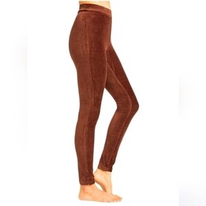Simons velour velvet cordoroy leggings pants rust brown size Large C5
